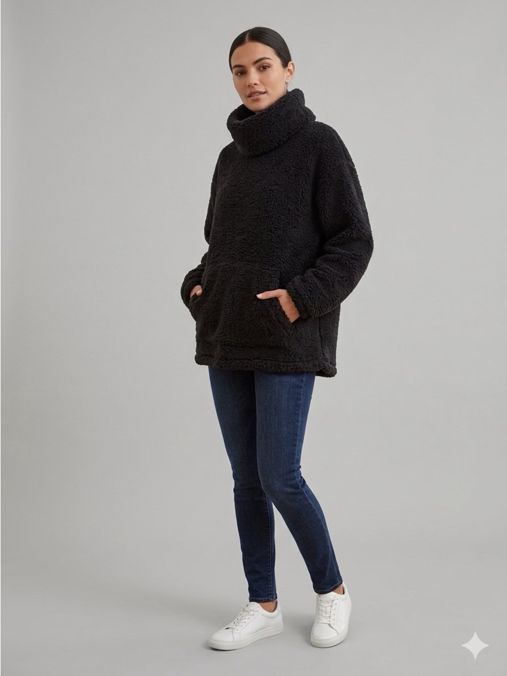 Women’s Black Sherpa Pullover Sweater Size Small